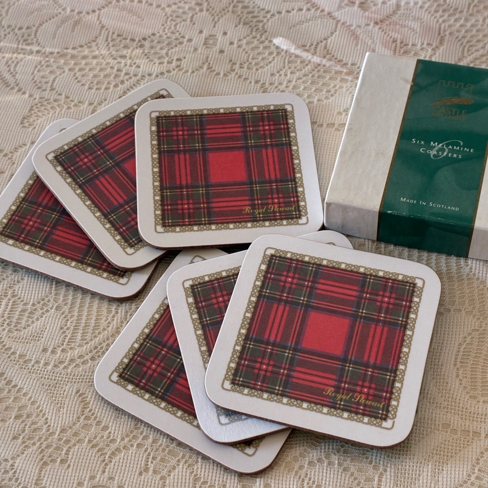 Red Tartan Plaid Coasters—Also Hostess Gift